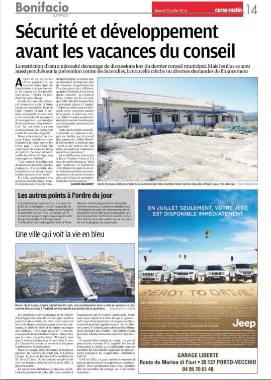 La revue de presse Corse-Matin / Corse-Matin media coverage 2016