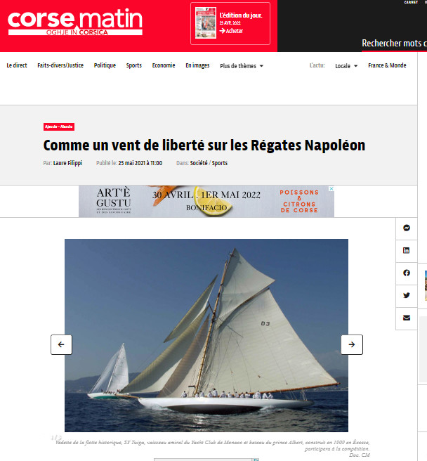 Revue de presse 2ème Régates Napoléon 2021