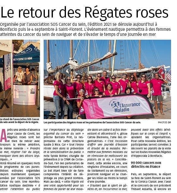 Revue de Presse 1ères Régates d'Hippocrate, Bonifacio 2021