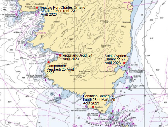 Corsica Classic 2023 parcours source carte marine SHOM DR