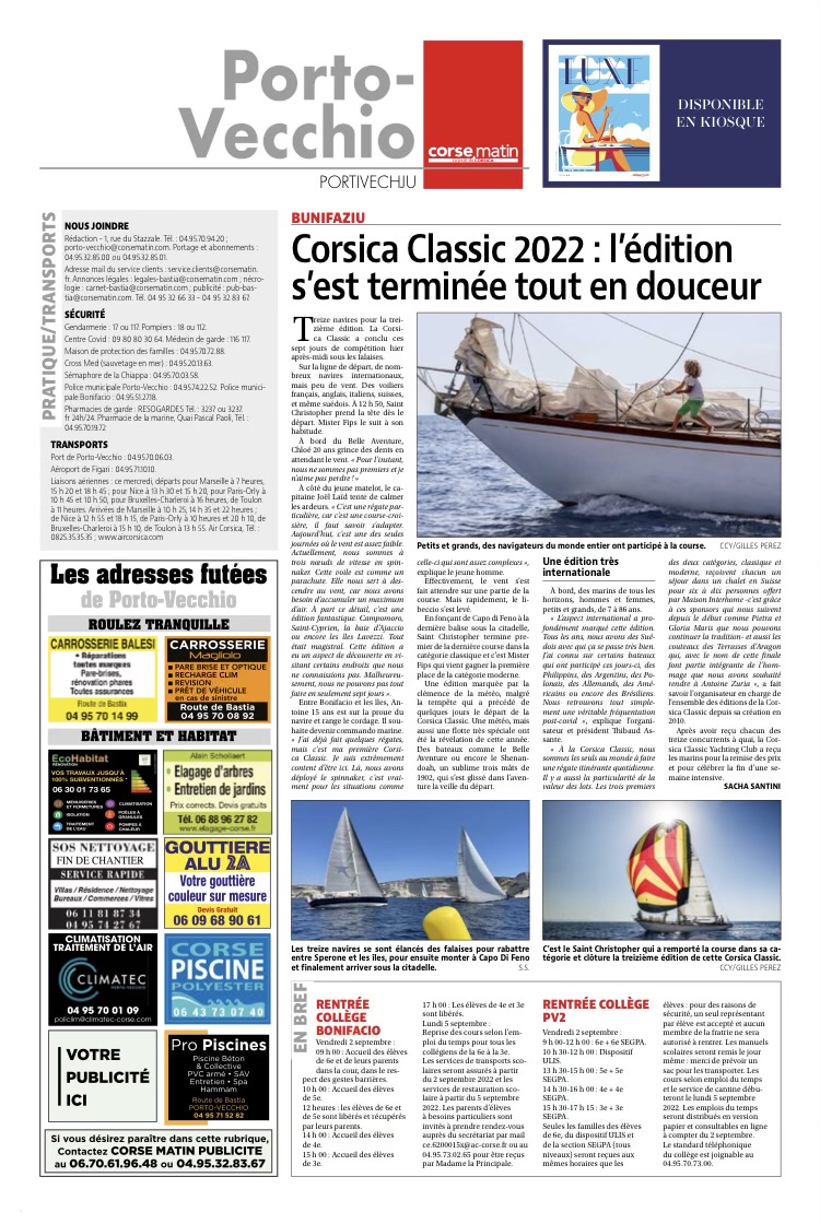 Revue de presse Corsica Classic Yachting 2022 Revue de presse Corsica Classic Yachting 2022