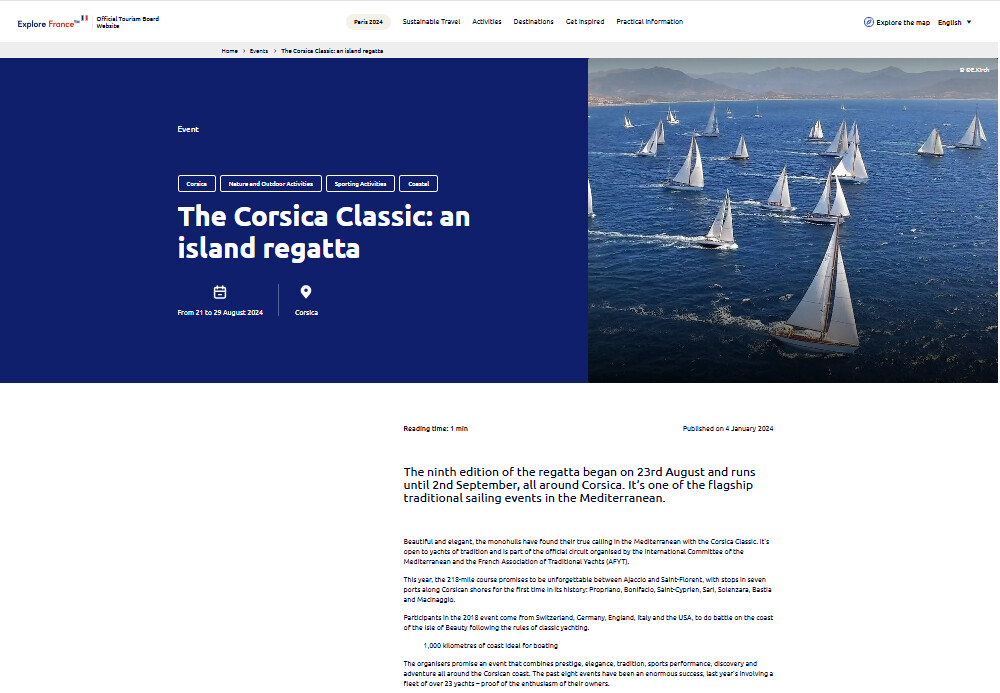 Revue de presse Corsica Classic Yachting 2024 Revue de presse Corsica Classic Yachting 2024