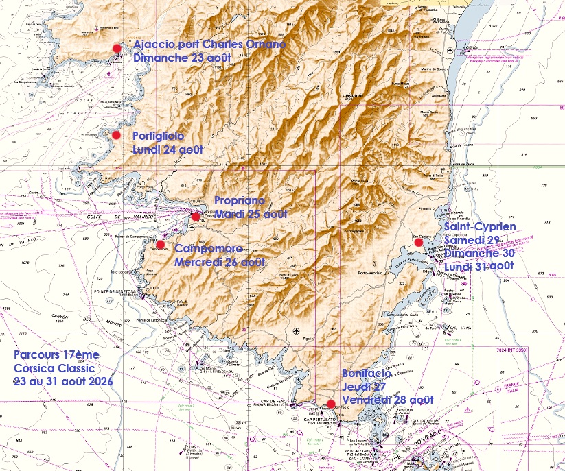 Corsica Classic 2026 parcours source carte SHOM DR