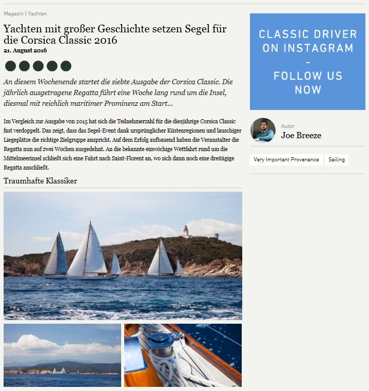 La revue de presse Corsica Classic 2016 / Media Coverage 2016 