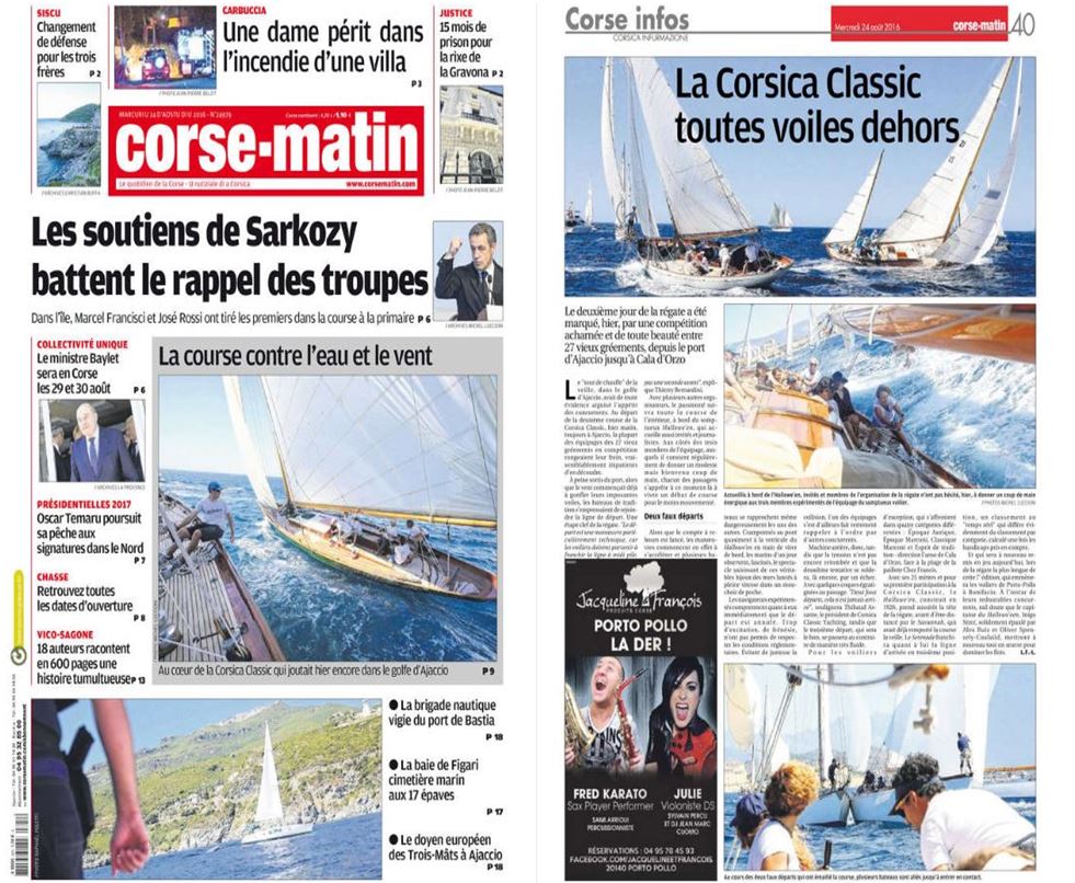 La revue de presse Corse-Matin / Corse-Matin media coverage 2016