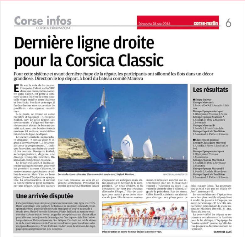 La revue de presse Corse-Matin / Corse-Matin media coverage 2016