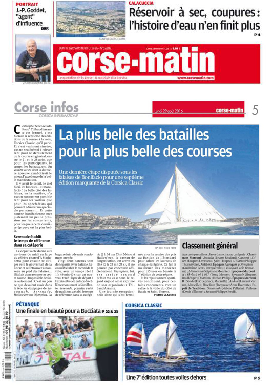 La revue de presse Corse-Matin / Corse-Matin media coverage 2016