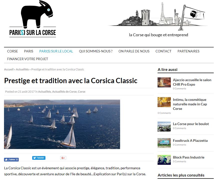 LA REVUE DE PRESSE Nationale CORSICA CLASSIC 2017 /  French MEDIA COVERAGE 2017