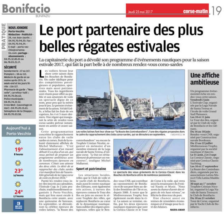 Corse Matin 25 mai 2017 page Bonifacio