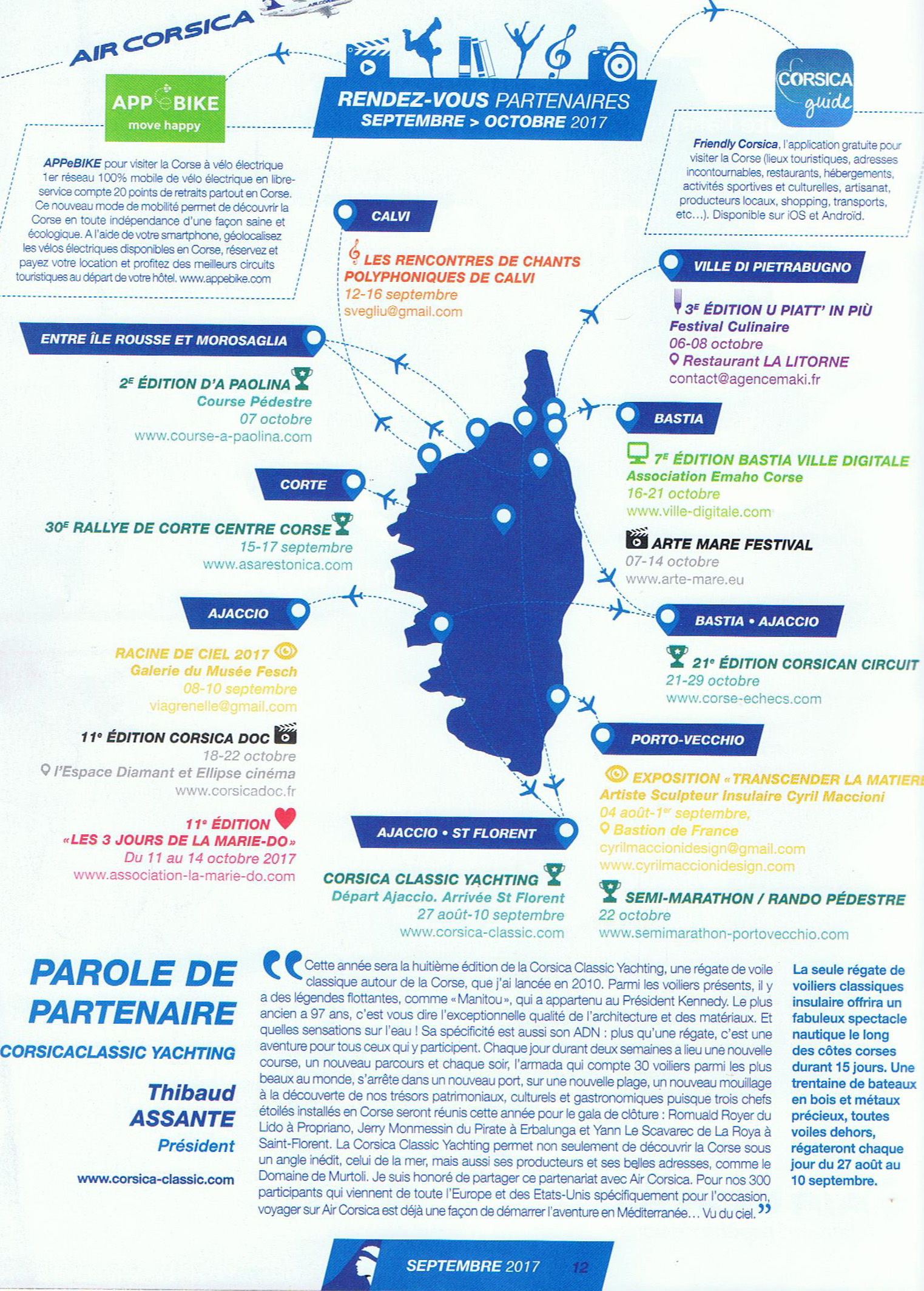 Aria Magazine, magazine in-flight Air Corsica, distribué dans les avions & aéroports, numéro de septembre
