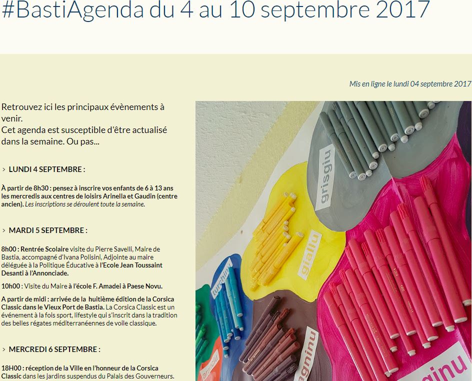 Ville de Bastia, 4 septembre Ville de Bastia, 4 septembre