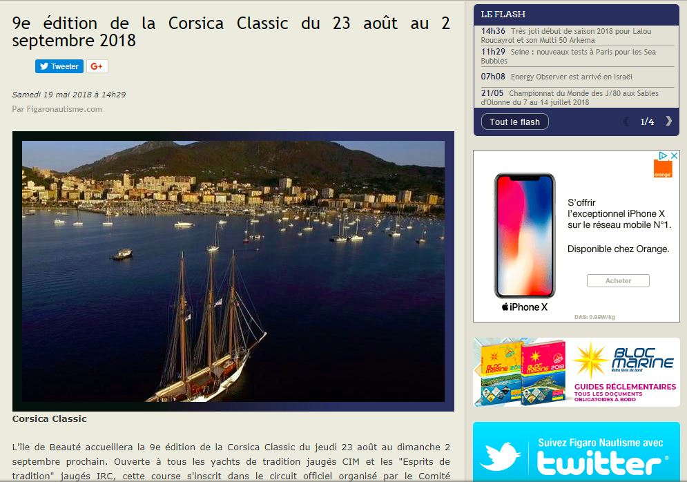 LA REVUE DE PRESSE NATIONALE CORSICA CLASSIC 2018 / FRENCH MEDIA COVERAGE 2018