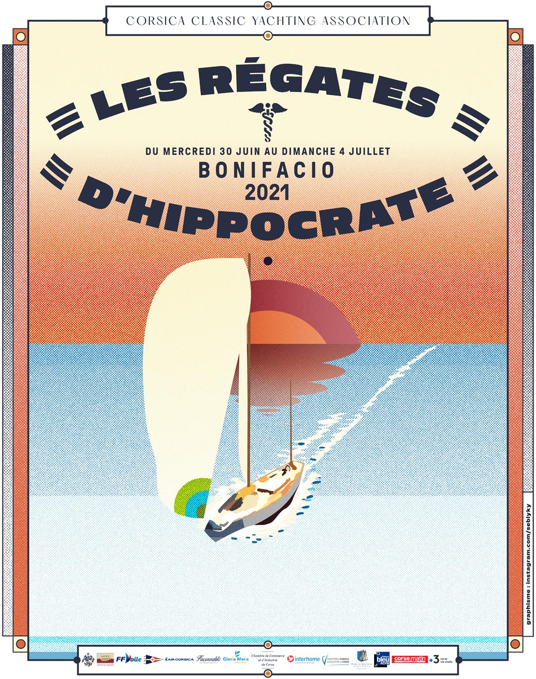 Affiche Régates d'Hippocrate design Seb Kyky photo JP Pyrée DR