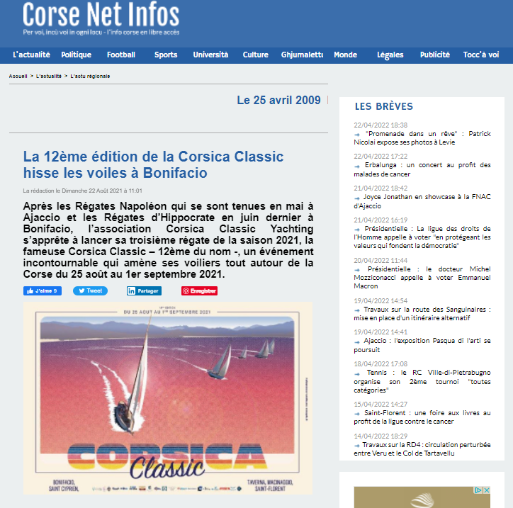 Revue de Presse 12ème Corsica Classic, Bonifacio, Taverna, Macinaggio, Saint-Florent, 2021