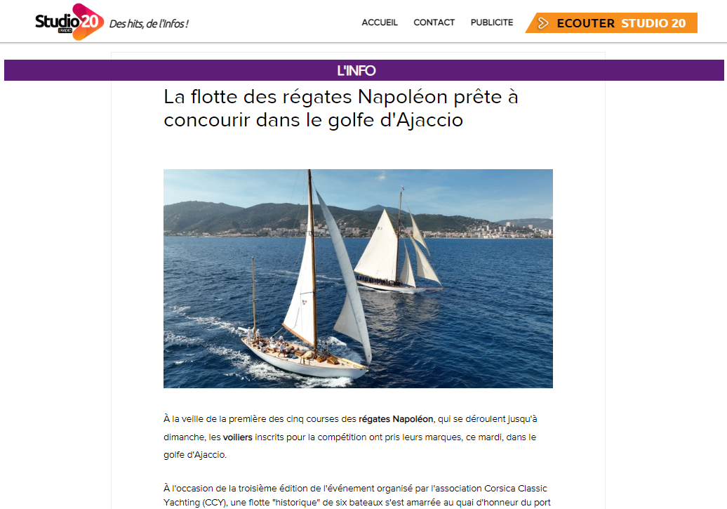 Revue de presse 3ème Régates Napoléon du 24 au 29 mai 2022, Ajaccio Port Tino Rossi