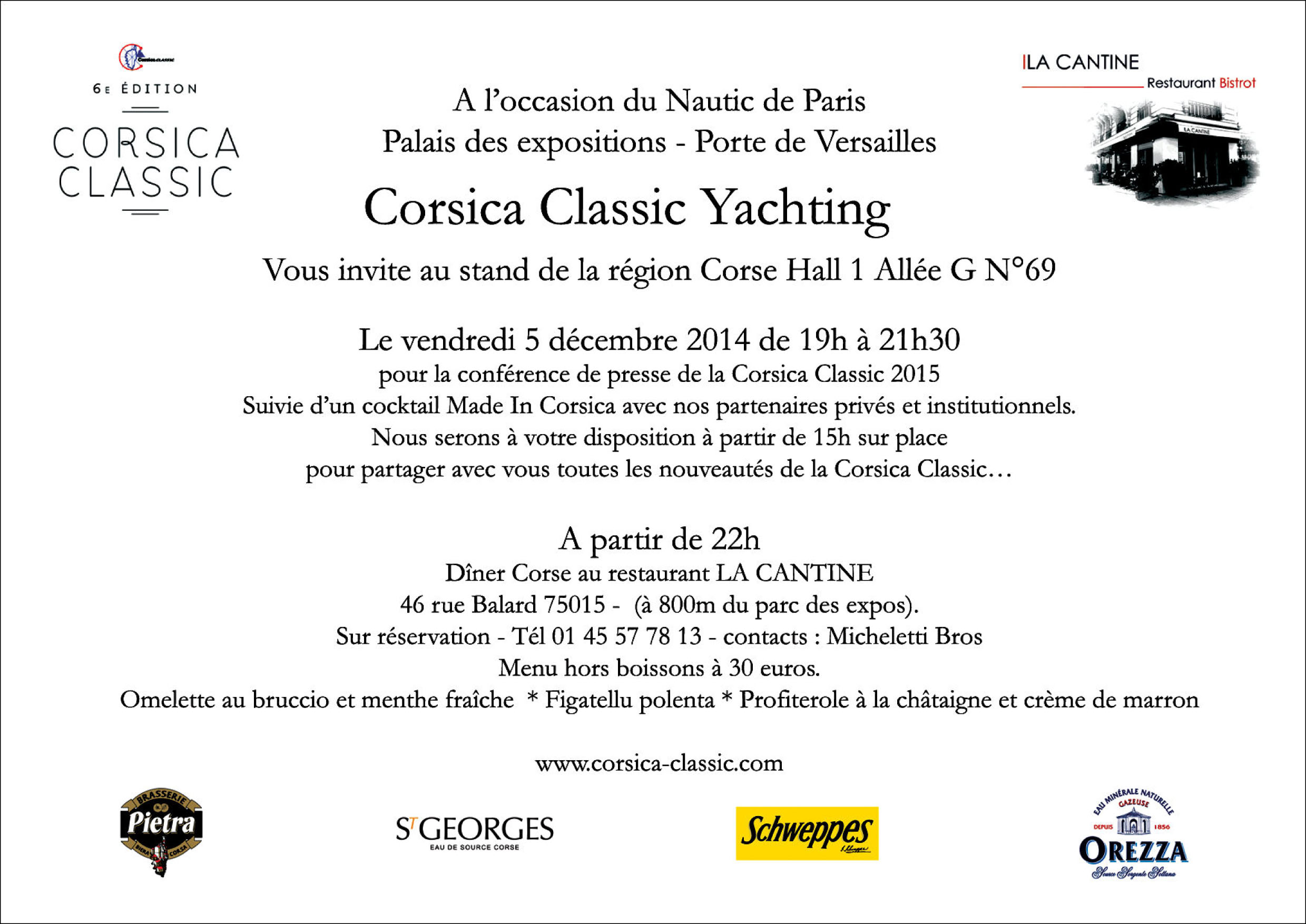 Nautic Paris Invitation Corsica Classic vendredi 5 décembre 2014