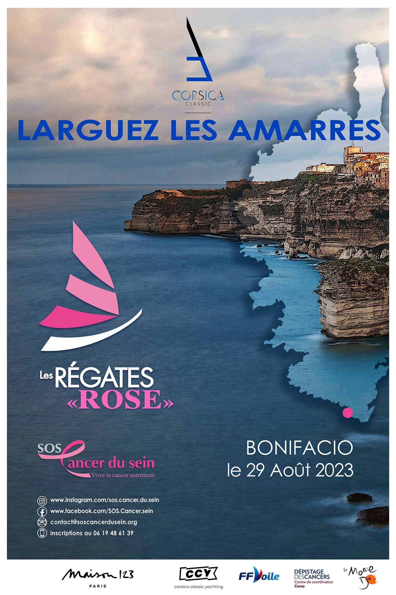 Corsica Classic 2023 x Régates Rose Bonifacio affiche desing by Eric Léon DR