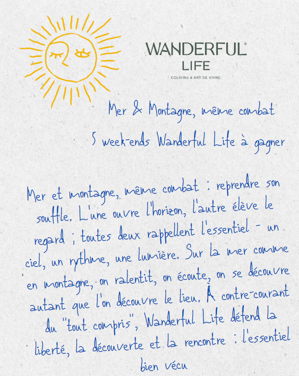 Wanderful Life Les Arcs x Saint Gervais 5 weekend à gagner à la montagne... Wanderful Life Les Arcs x Saint Gervais 5 weekend à gagner à la montagne...