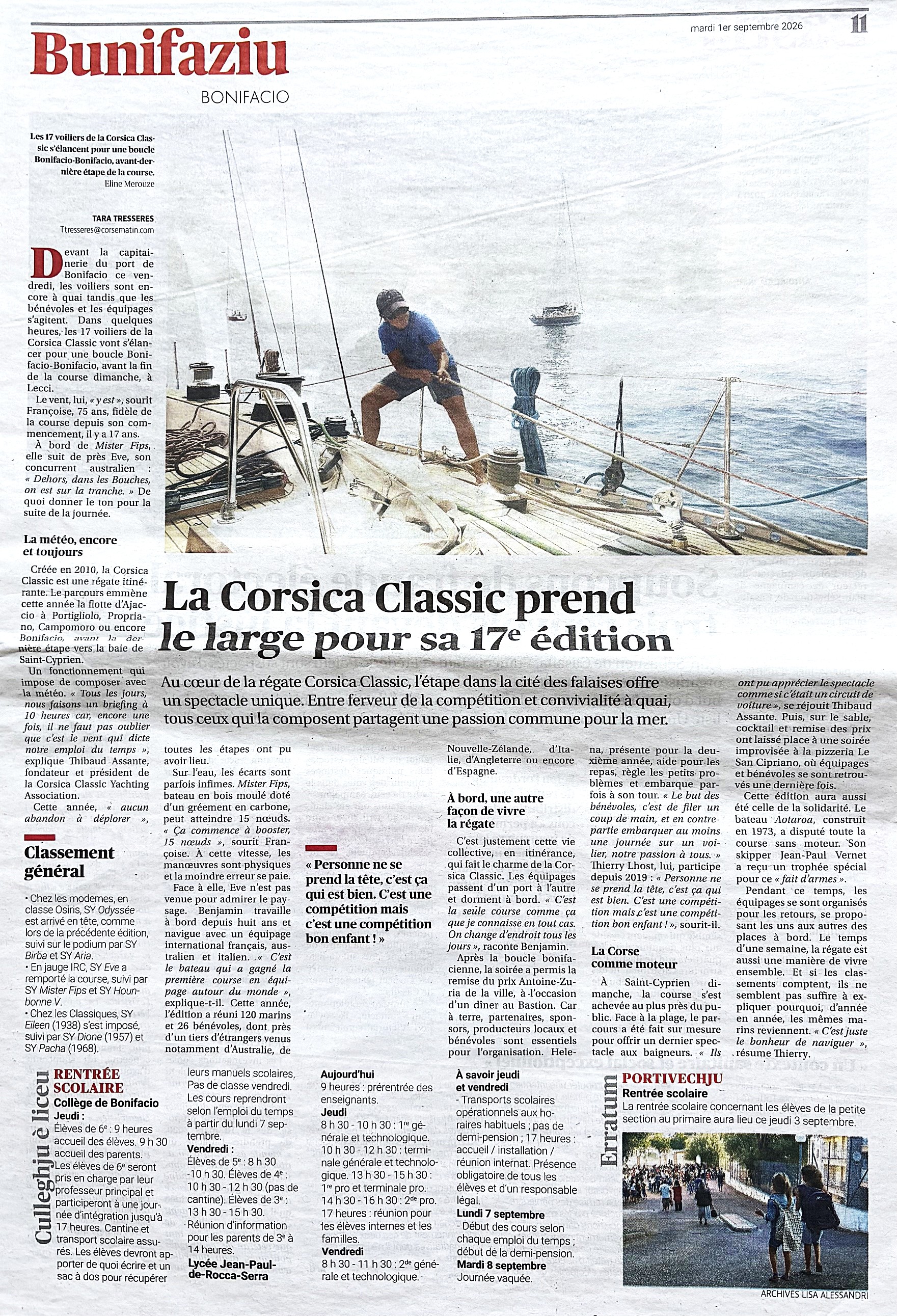 Corse Matin mardi 01 septembre 2026